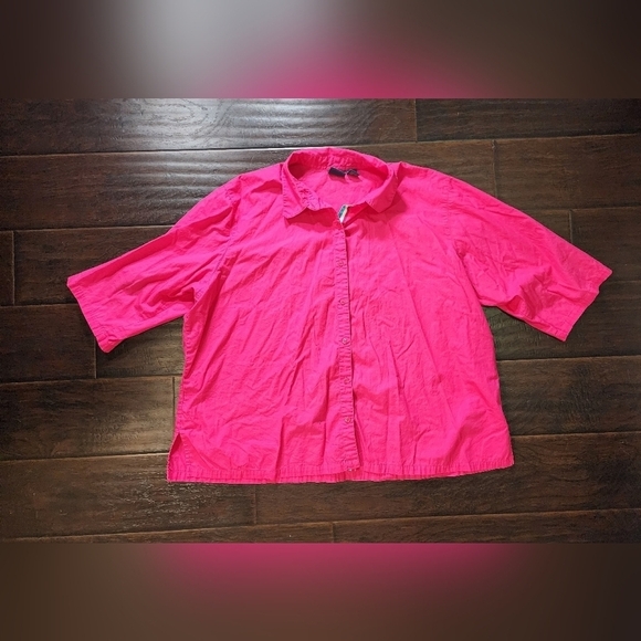Mountain Lake Womens Button Up Pink 3X Long Sleeved Blouse - Picture 9 of 9
